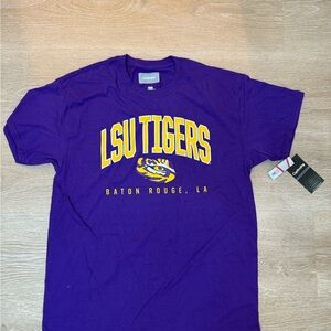 LSU Tigers Shirt Adult Large Purple Elite Fan Short Sleeve Short Cut NCAA Mens